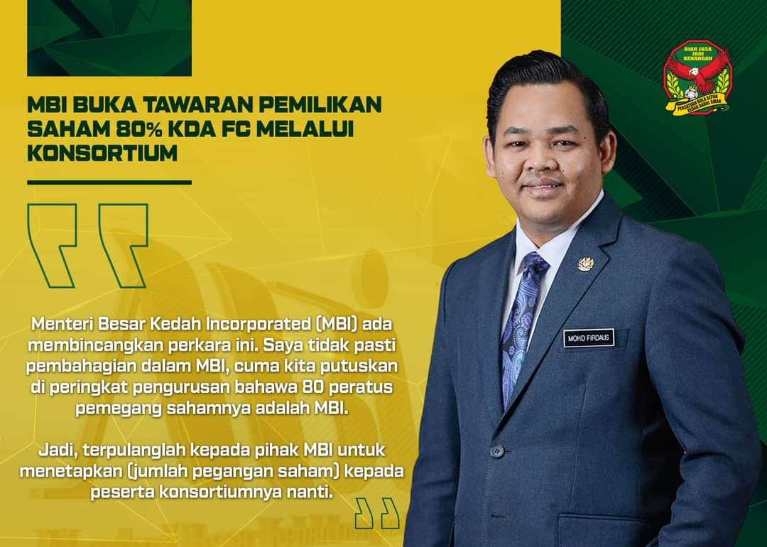 KFA Kedah Saham 80 peratus